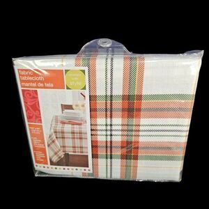 Autumn Plaid Tablecloth Burnt Orange‎ Green Fall Wrinkle Resistant 60 x 84 New